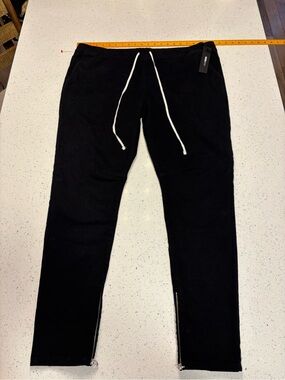 Novamen Zane Jogger Black Men's Drawstring Jogger Pants with Ankle Zippers